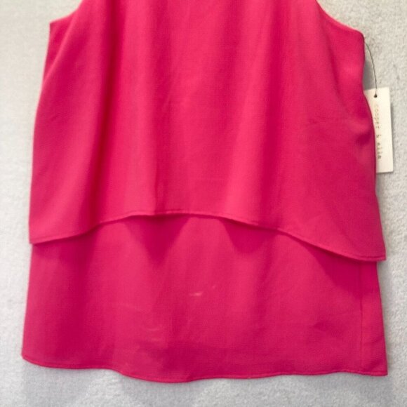 Cooper & Ella Coral Peyton Double Tiered Tank Top Small Fuchsia Pink Sleeveless - Picture 4 of 12
